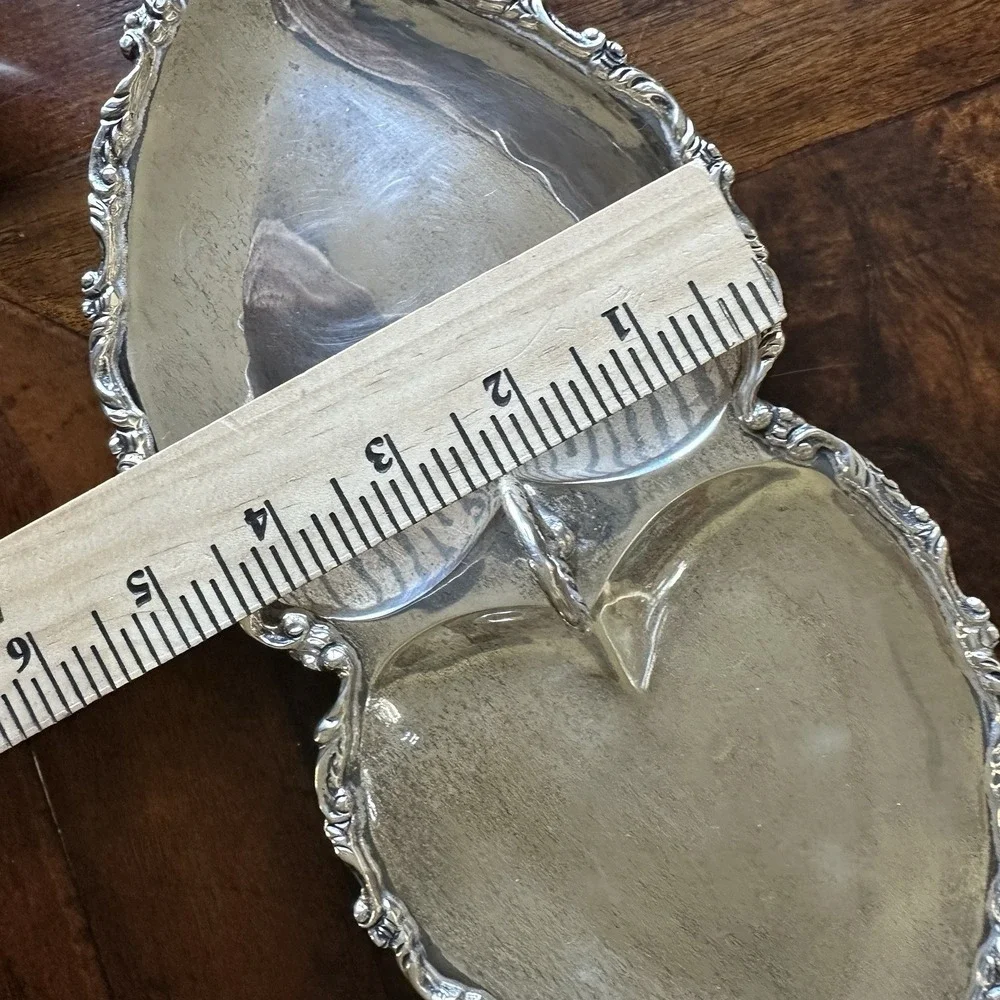 Vintage Jose Marmolejo‎ Double Heart Dish 11.5 Inch Mexico 925 Sterling 309.5g
